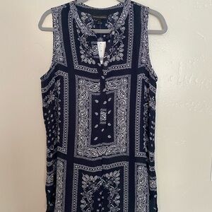 Banana Republic Navy and White Paisley Blouse